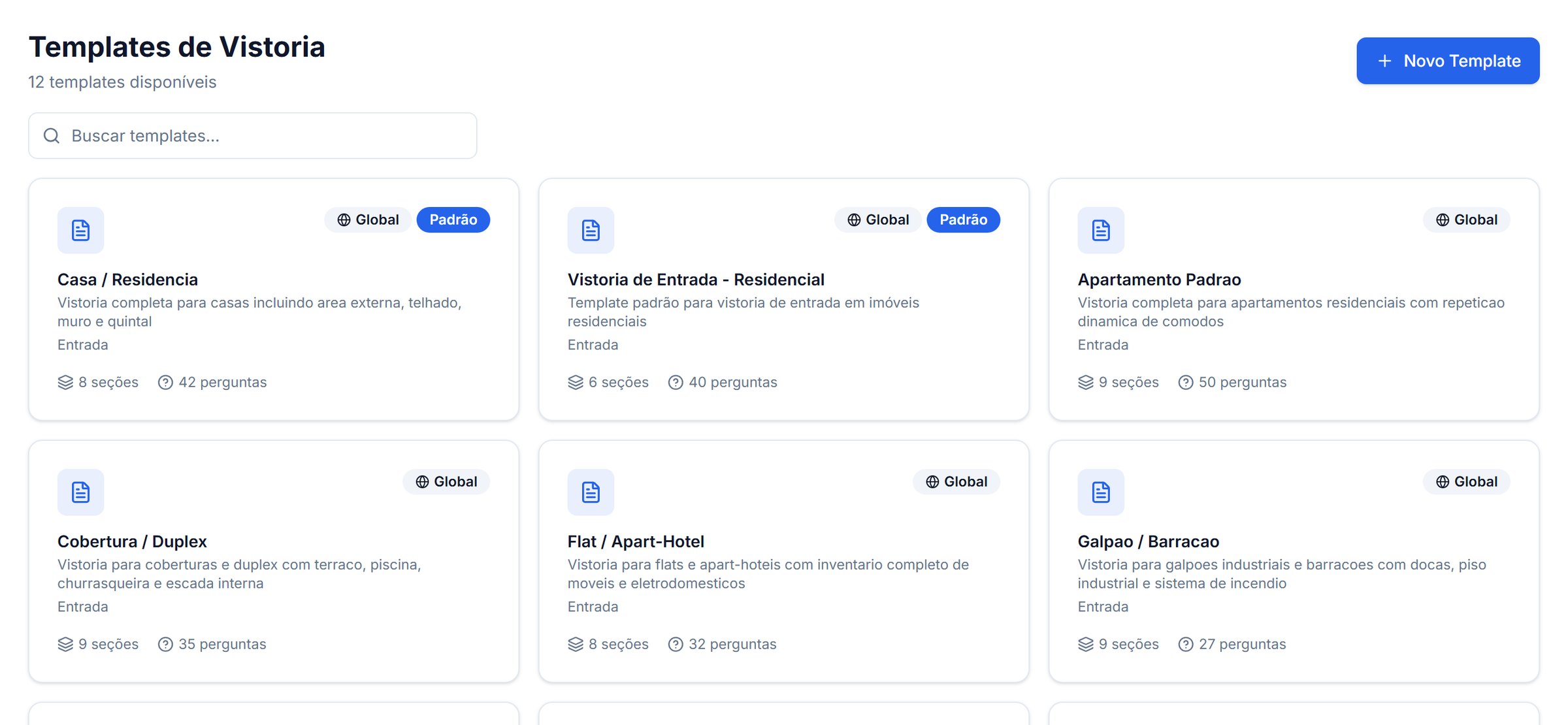 Biblioteca de templates do P3 Vistoria